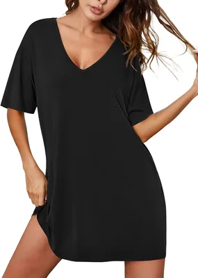 Ekouaer Nightgowns for Women Bamboo Viscose Sleepshirt Short Sleeve