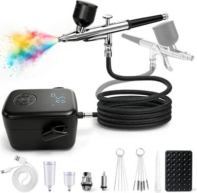 Dual Action Airbrush Kit 0.3mm Nozzle 58PSI Portable Compressor