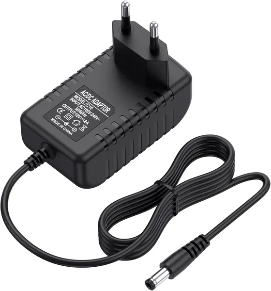 Mugust AC naar DC 12V 2A Voedingsadapter, Stekker 5.5mm x 2.1mm, voor CCTV-camera, DVR en LED-lichtketting (1 stuk)