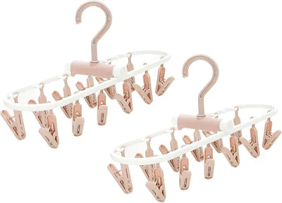CooToly Foldable Clothes Drying Rack (2 Pack Pink) with 24 Clips - Best Deal