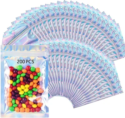 200 Bolsas Herméticas Holográficas, Aluminio Duplex, Transparentes para Dulces - Mejor Oferta