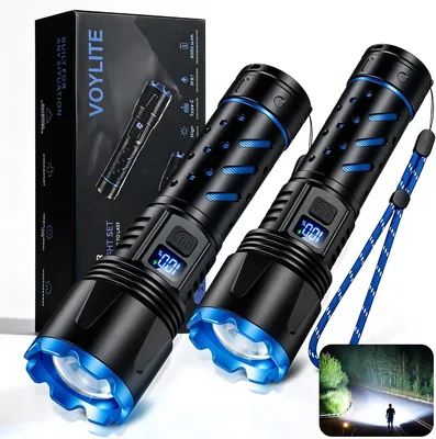Voylite 1.000.000 Lumen LED Taschenlampe wiederaufladbar - Extrem hell, 24h Betriebszeit, USB-C, Lichtstärke 3000m