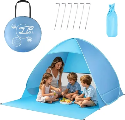 Namiot przeciwsłoneczny plażowy XXL, wiatroszczelny niebieski - Najlepsza oferta