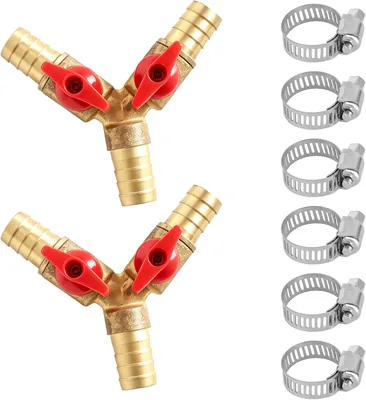 YPLANGENT 2 stuks 12mm Slangansansammare Messing 3-vägs Ventil Y-förmig Verteler med 2 Växlar - Best Deal