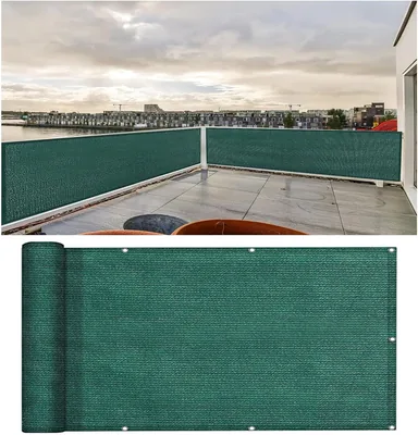 Insynsskyddsnät 75 x 300 cm, Andningsbart och Utvecklat för Balkongällande, Wind- och UV-Skydd, Rivtåligt Material, Mörkgrön
