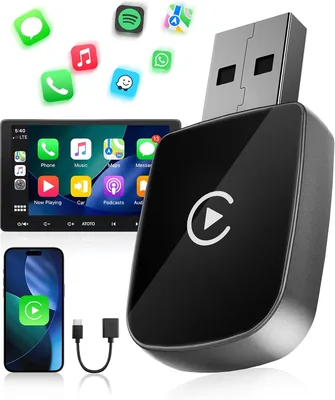 WityEye CarPlay Adattatore Wireless Dual Core Wi-Fi 5.8GHz Bluetooth V5.3 Rapido e Stabile Plug & Play per iPhone Apple con iOS 10 - 29% di Sconto