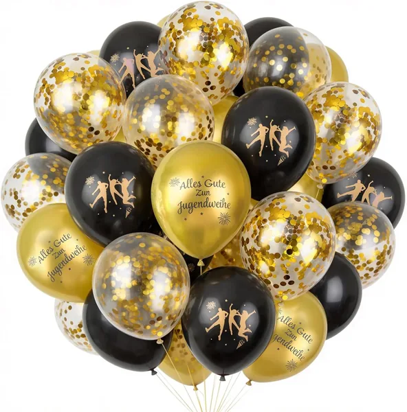 24 St ck Luftballons Jugendweihe Deko- Endlich Erwachsen Ballons Set mit Latexballons und Goldband