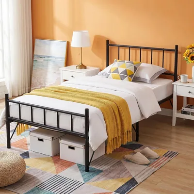 Cama Individual de Metal FURRIFIC con Cabecera y Piecerá - 28 cm de Almacenamiento - 18% Descuento