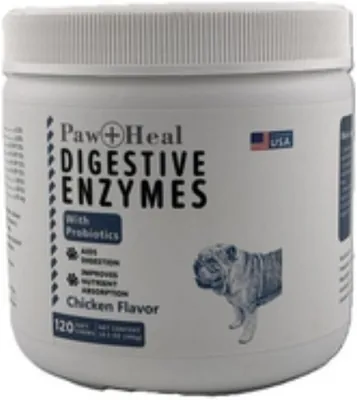 Paw & Heal Digestive Enzymes for Dogs - 120 Soft Chews, Chicken Flavour | Best Deal
