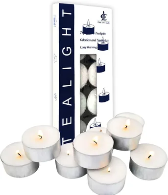 Unscented Tea Light Candles, White, Paraffin Wax with Metal Holders, Round, Pack of 10 (8 Hour) - Best Deal