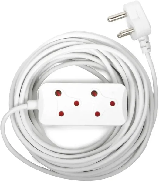 5M Extension Cord 2 Sockets White Home & Office Best Deal