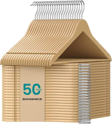 SONGMICS Birch Wood Clothes Hangers - Space Saving Organizer