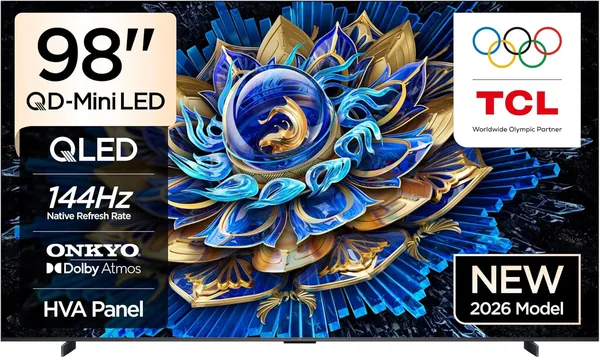 TCL 98T8D 98-Inch Smart TV: 4K QD-Mini LED, 144Hz Gaming