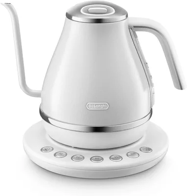 デロンギ 電気カフェケトル アイコナ 温度調整機能付、転倒時湯もれ軽減構造 1.0L ワンプッシュ5段階温度設定 60分保温 正確な注ぎ心地 KBOE1260J-WH ピースフルホワイト 【デロンギファミリー登録で3年保証】