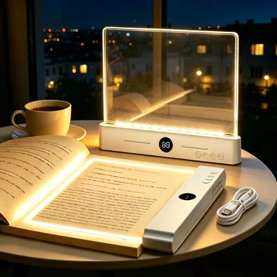 TDTOD Lampada Piatta per Libri, Lampada LED Smart per Lettura con Timer e 3 Colori di Luce, Ricaricabile