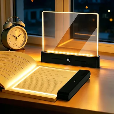 TDTOD Lampada Piatta per Libri, Lampa LED Intelligente per la Lettura, con Timer e 3 Colori di Luce, Ricarica Pannello