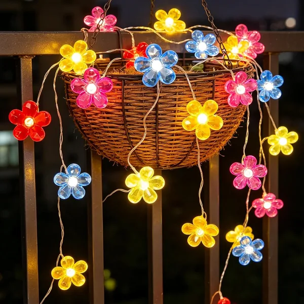 ZingBox Blumen Lichterkette 2 Meter Lang 20 LEDs Bunte Bl tenformen Batteriebetrieben Kupferdraht