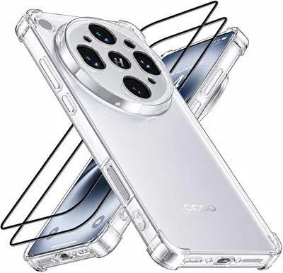 XINYEXIN Transparent Fall för Oppo Find X9 Ultra med 2 Glasöverfläder - Mjuk TPU Skyddskaska med Airbag Kor