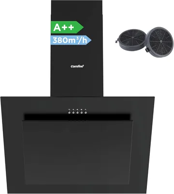 COMFEE CH60J78EM4A2B Dunstabzugshaube 60 cm, Energieeffizienzklasse A++, 380 m³/h Luftstrom, LED-Beleuchtung (45% Off)