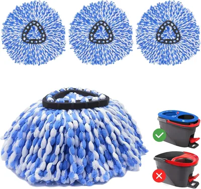 3 st påfyllningar för Vileda H2PrO Mopp, Mikrofiber Spin Mop, Maskintvättbar och Återanvändbar, Hållbar Mikrofaser