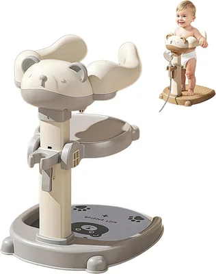 Baby Shower Stand, Infant Standing Bath with 5 Levels Adjustable Height and Armrest, Shower Standing