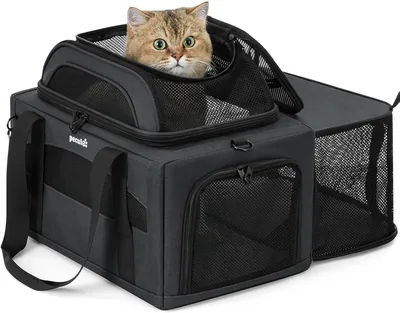 Porte-bébé pour chat Pecute avec tapis anti-fuites, haut et côtés extensibles, sac à main pour chien respirant