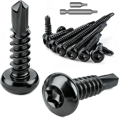 Mawmuaw Selbsttappende Schrauben M4.8 x 38 mm, 100er Pack | Schwarz, 410 Edelstahl, Torx-Gewinde