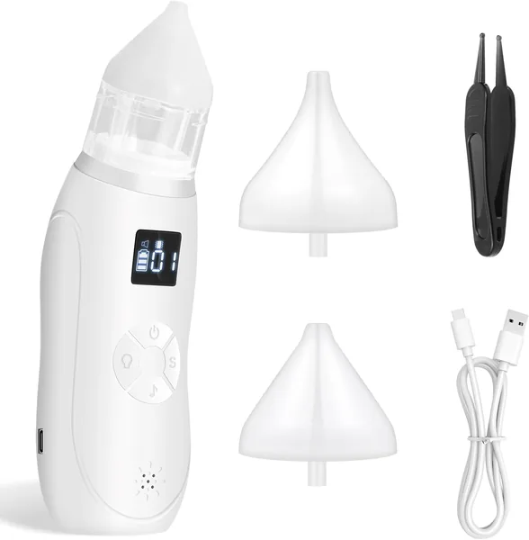 Aspiratore Nasale Neonato Elettrico con 3 Livelli di Aspirazione e Luci e Musica, 2 Bocchette | Miglior Affare