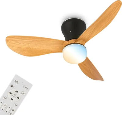 Brileron Ventilador de Techo con Luz LED, Control Remoto, Motor DC Silencioso de 3 Velocidades, CCT y Luz Dimmable, Asas Desmontables