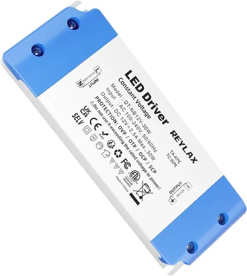 Transformador REYLAX 220V a 12V, Alimentación LED de voltaje constante 12V 30W 2.5A para tiras G4 MR11 MR16