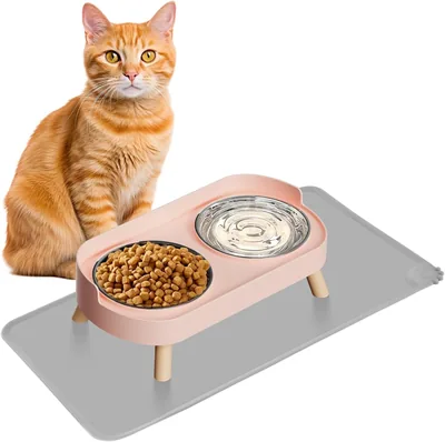 Tazones para Gatos de Acero Inoxidable, Comedero Elevado, Mejor Oferta