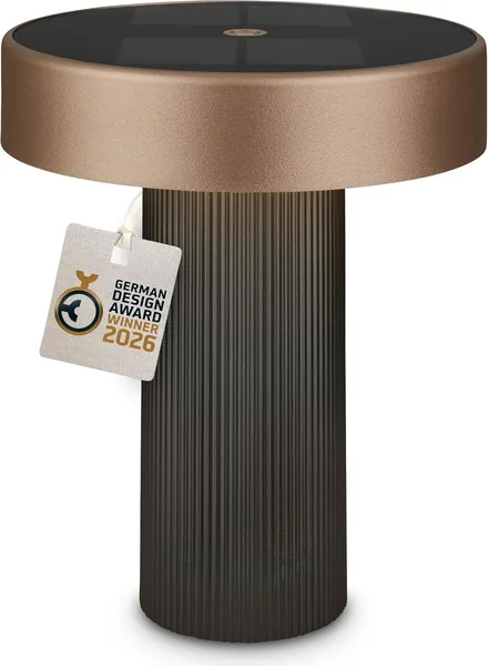 BRILONER Poga LED Tischlampe kabellos IP44 mit Solar, Touch, Dimmbar, Warmwei