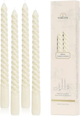 Set de 4 Velas Largas de Espiral Marfil | Con Descuento del 10% - ¡Ahorra MXN 19.99!