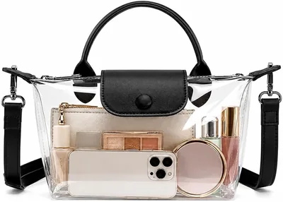 Bolsa Transparente de PVC para Mujer, Bolso Crossbody Impermeable con Cierre y Correa Ajustable, Bolsa Clara para Eventos en Estadios