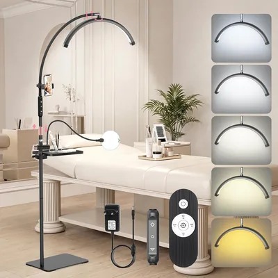 Lámpara de Extensión de Pestañas Adonafy: Lámpara de Pie LED Ajustable de 18 Pulgadas y 360° con Magneto, 5 Colores