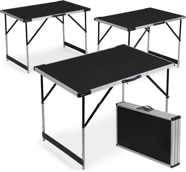 Mamba 3-Piece Folding Wallpapering Table - Multifunctional Table Set 100 x 60 cm, Height Adjustable (75 - 94 cm), Aluminium Frame, 90 kg Load Capacity, Power Bracing
