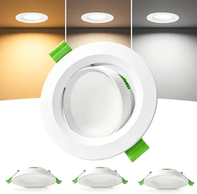 Laiebri 3 LED Spot da Incasso per Cartongesso, Dim. Fori 68-80 mm, Swivel 45°, Spessore 23 mm, 5W, 3 CCT