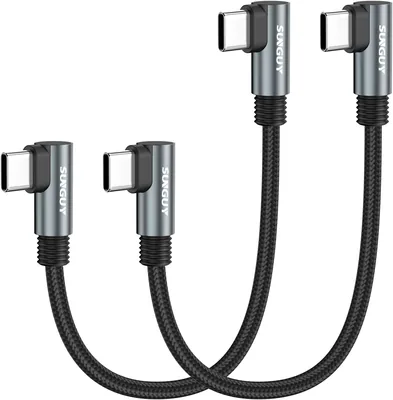 SUNGUY USB-C Kabel mit 90-Grad-Winkel [2 Stück, 15 cm], 60 W Schnelllade-Kabel USB Typ C Datenkabel USBC Winkelstecker - Best Deal