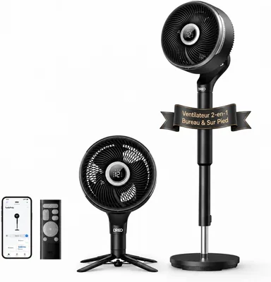 DREO Smart Fan Lüfter für Schlafzimmer, 150°+100° Omnidirektionale Schwingung, 120 ft Luftstrom, Leiser DC-Motor, 12 Stufen, 6 Modi - Best Deal