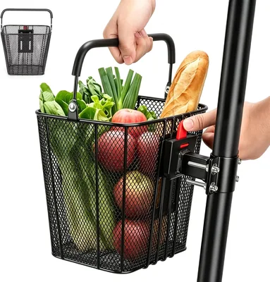 Wapasezyar E Scooter Basket Front, Större Metalbasket med Händ, 25x15x19cm, Best Deal