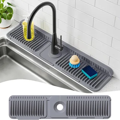 ZYJXLY 61cm Almohadilla de Grifo de Silicona, Alfombrilla Absorbente de Silicona 2 en 1 para Fregadero de Cocina
