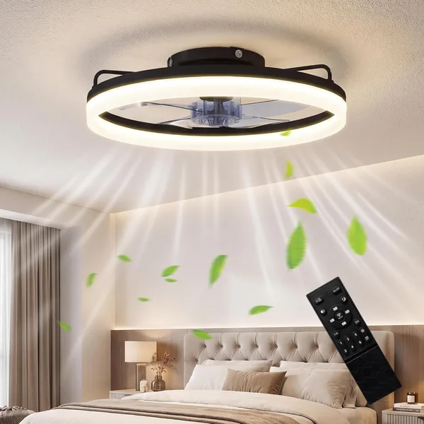 HOMCOM Ceiling Fan with Adjustable LED Light, Remote Control, Timer, 6 Speeds, Reversible Flow and Silent DC Motor