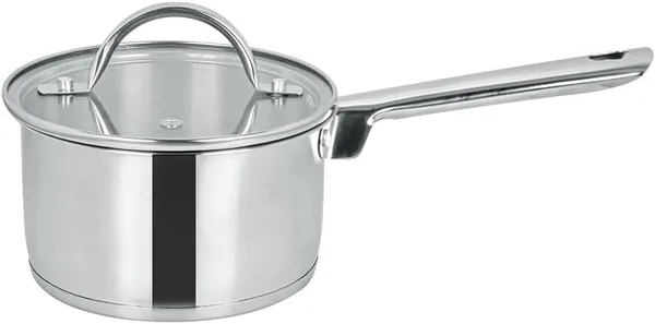 Royalford Stainless Steel Saucepan with Lid, 16cm, Stay Cool Handle, Induction Compatible