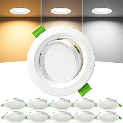 Laiebri 10 LED Spot Lighti Incassati per Cartongesso, Dia 68-80 mm, Angolo di Rotazione 45°, 23 mm, 5 W, 3000K