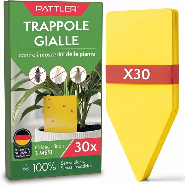 Pattler Trappola Moscerini per Piante da Interno - 60 Pezzi. Trappole Cromotropiche Gialle Adesive a Doppio Lato, Anti Moscerini Piante per Terriccio