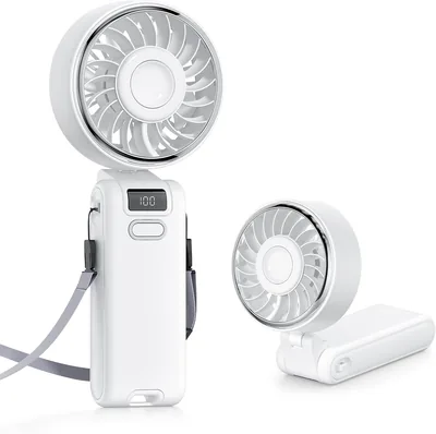 Gabless Handheld Fan Mini Akkuventilator mit LED-Anzeige, 5 Zoll, Blau