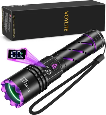 Voylite 30W UV Taschenlampe mit Aufladung, Schwarzlicht, 12h Laufzeit, IPX6 Wasserdicht, 10m Reichweite - 43% Rabatt