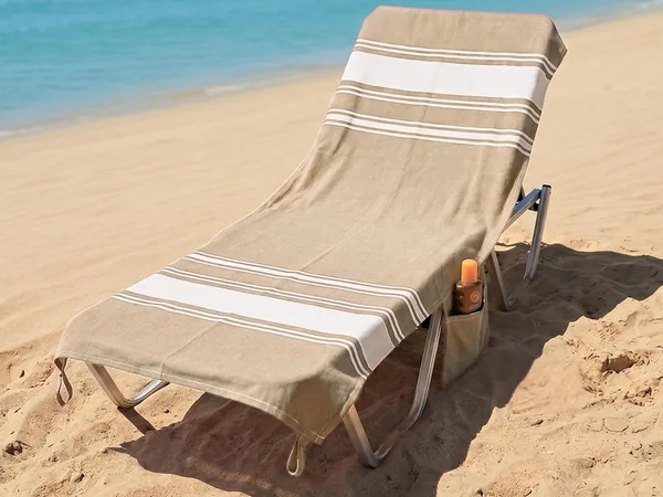 o-day Beach Towel with Corners and Pockets 70 x 180 cm - Sand Beige
