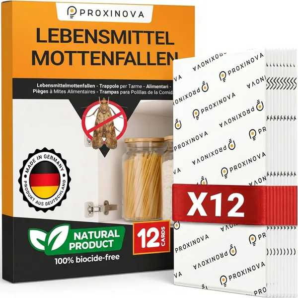 Proxinova Mottenfalle - Mottenbekämpfungskit mit Pheromonfallen und Klebefallen für frühe Erkennung (3er Set)