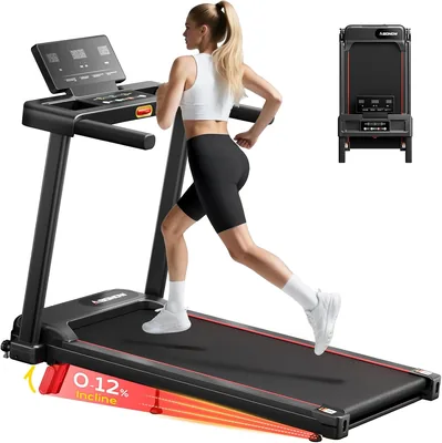 Treadmill plegable Abonow del 12% con inclinación 10KM/H, 3.0HP eléctrico para casa con pantalla táctil LED y amortiguación de choque